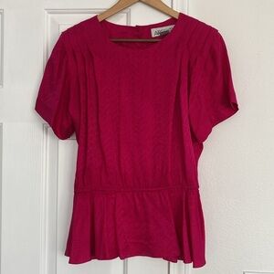 Apostrophe Fuchsia Short-Sleeve Peplum Top